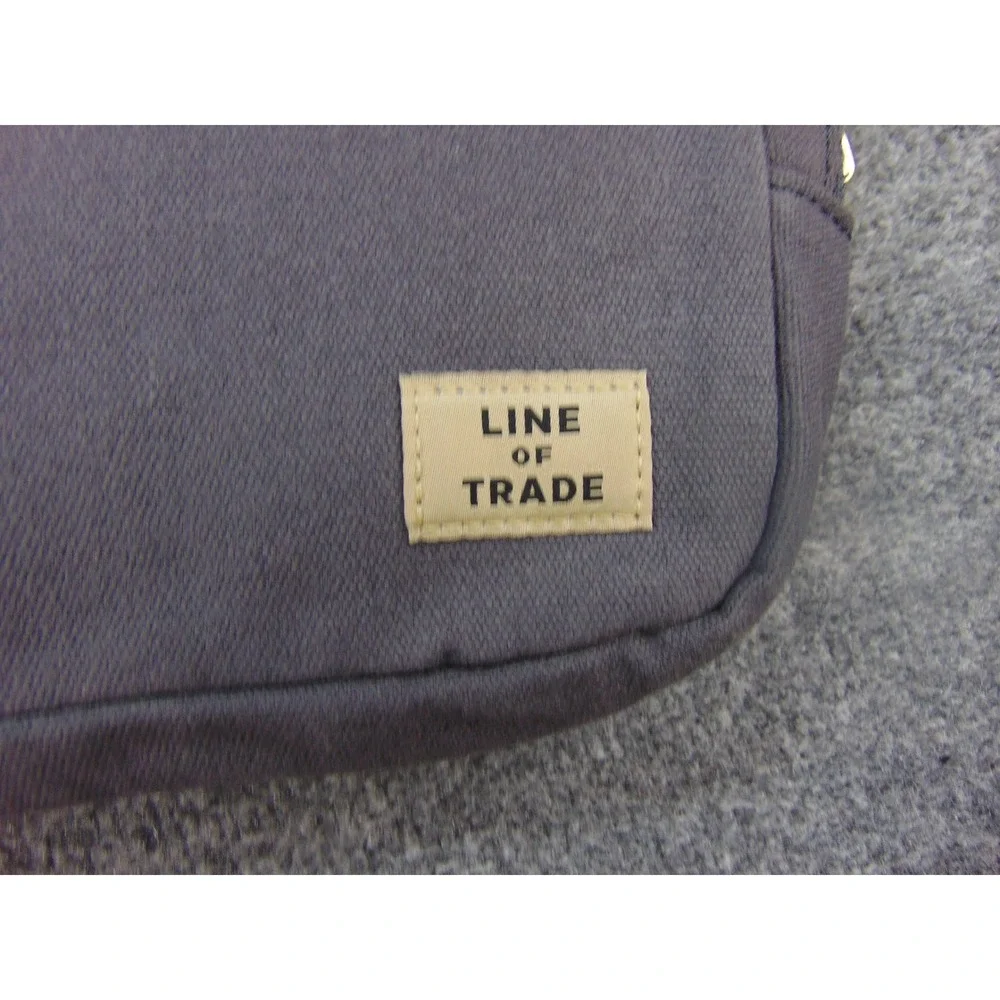 Line of Trade Laptop Briefcase Men Gray Canvas Leather Trim Commuter